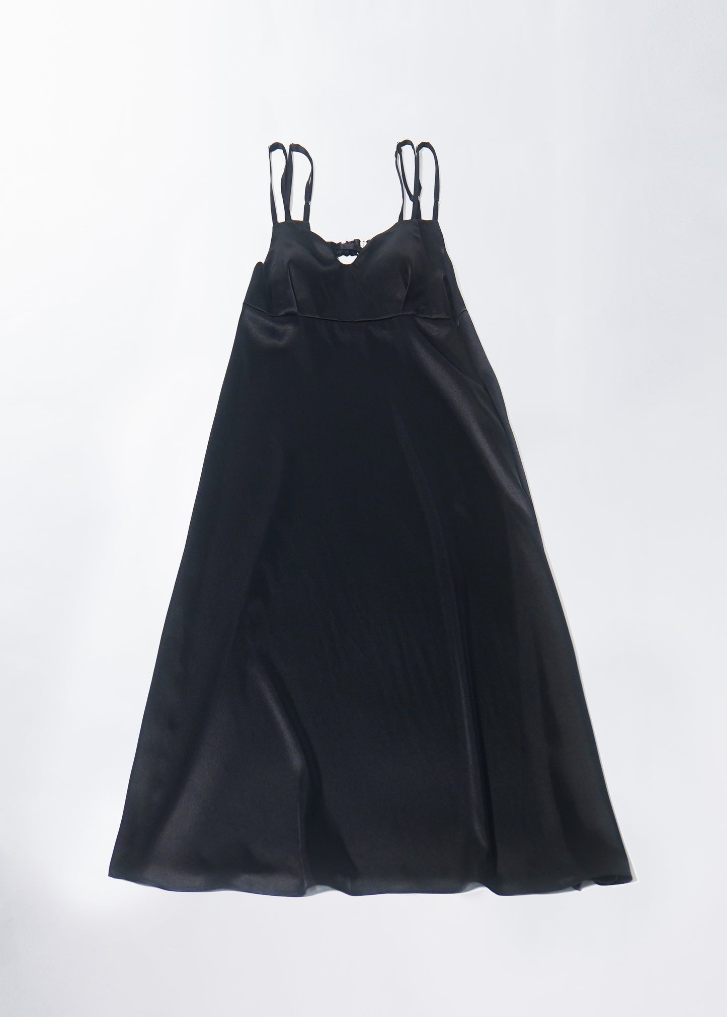 φ0.1 inch dots Layerd Ballon Sleeve Dress BLACK