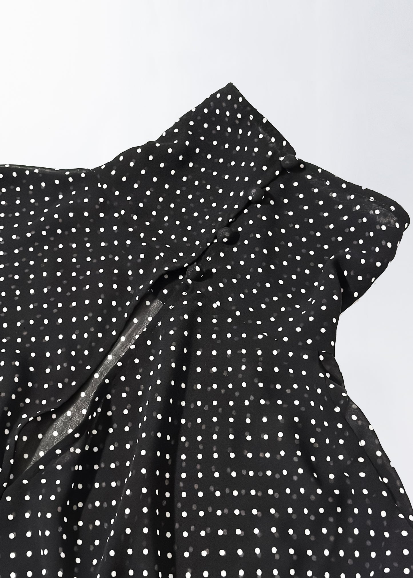 φ0.1 inch dots Layerd Ballon Sleeve Dress BLACK