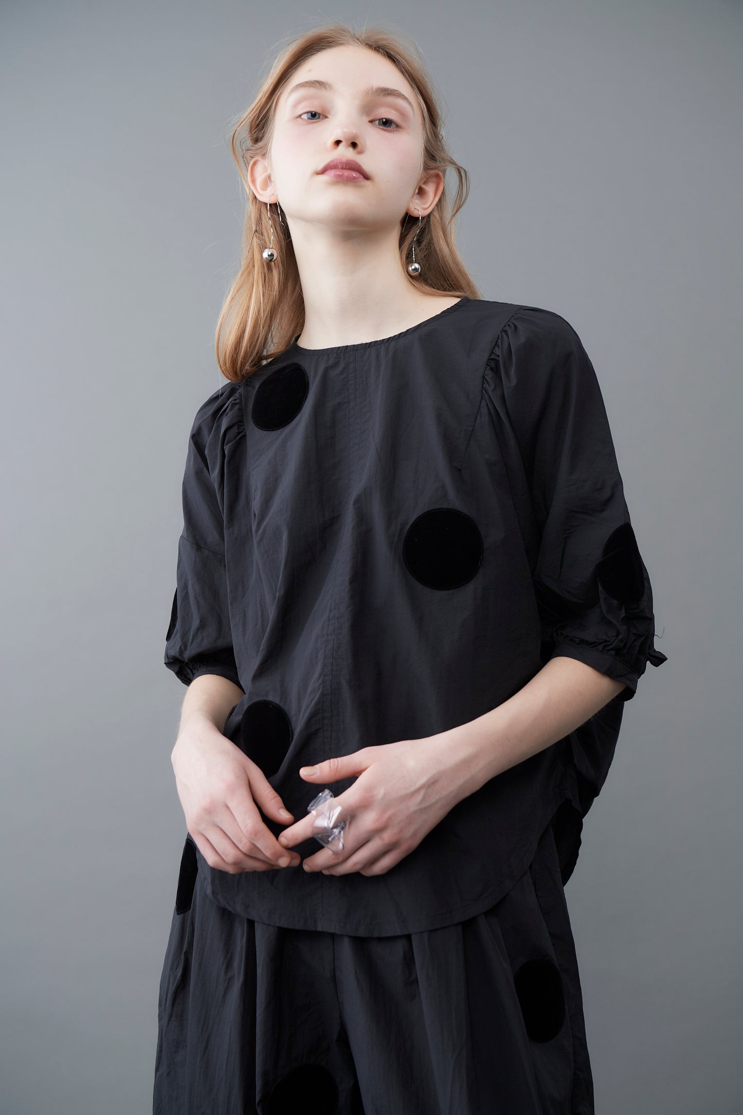 dot patched blouse