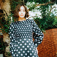 Dots long dress with sheering at the body