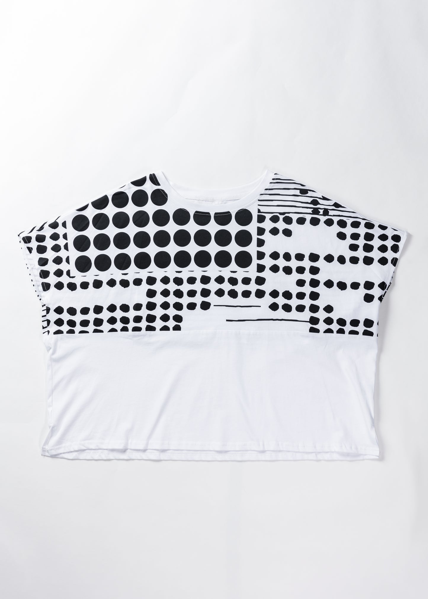 Dot Printed T-Shirt-WHITE