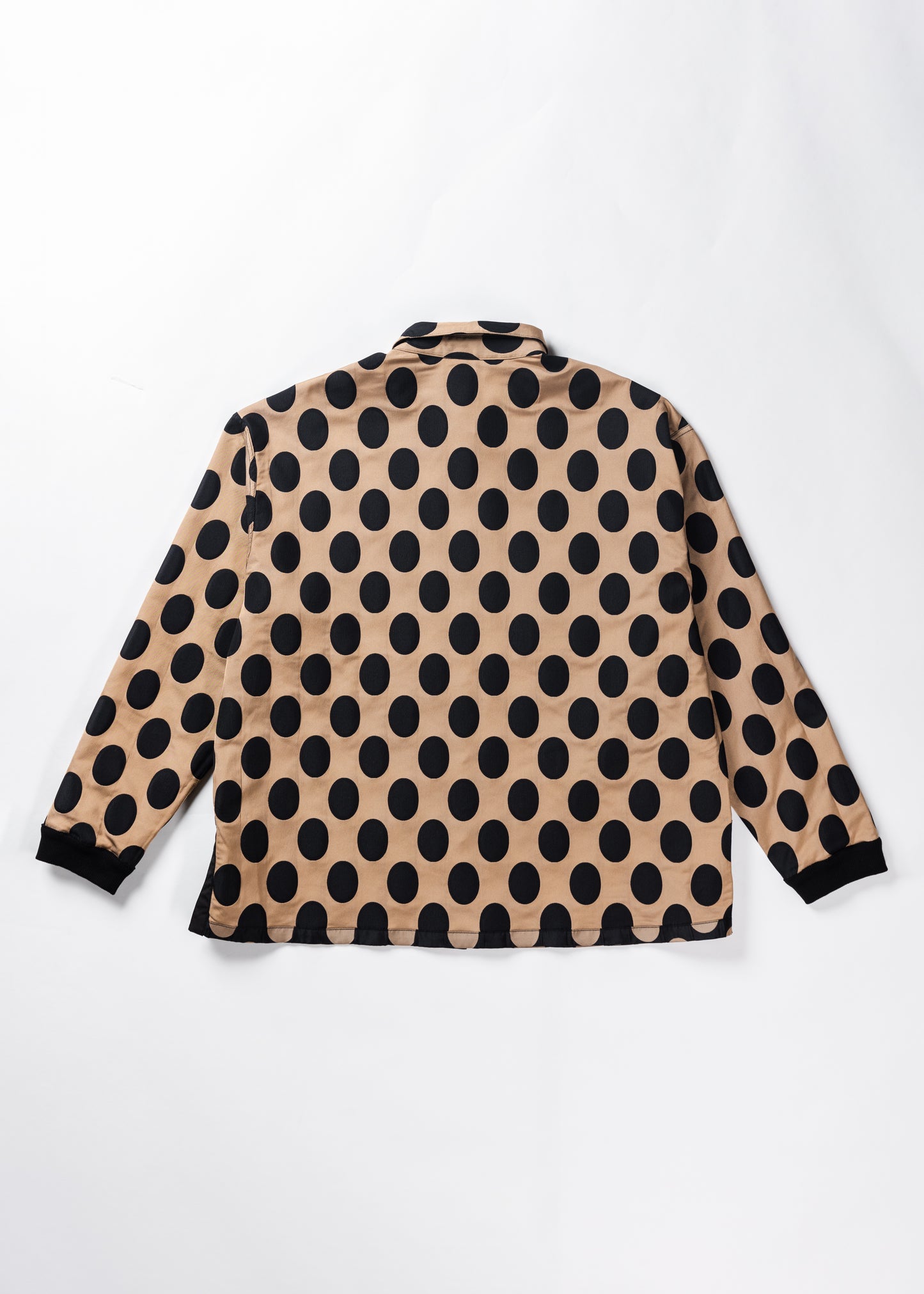 Pleated polka-dot reversible jacquard shirt Black x Beige(reversible design)