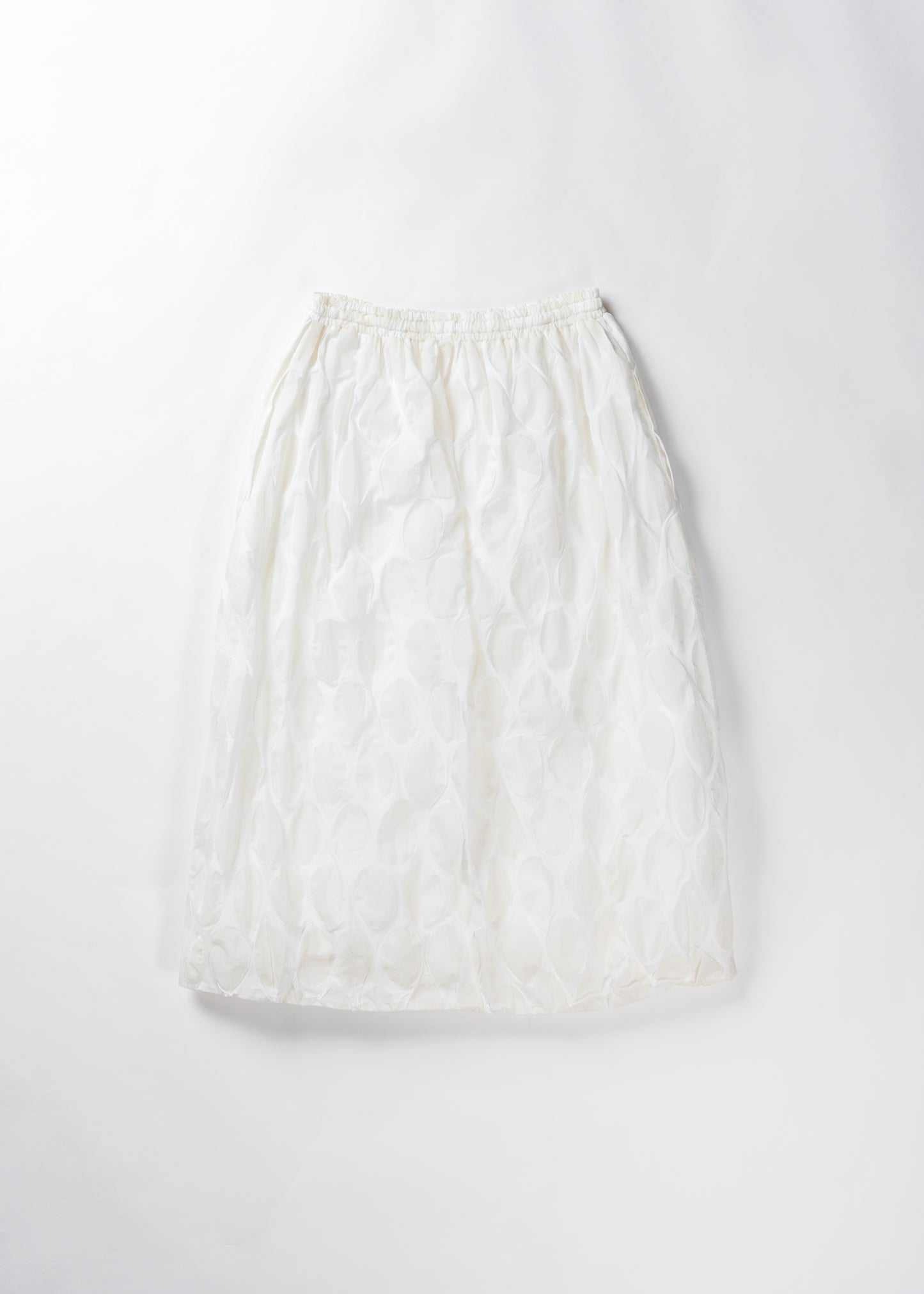 Ripple Finish dot Skirt -White