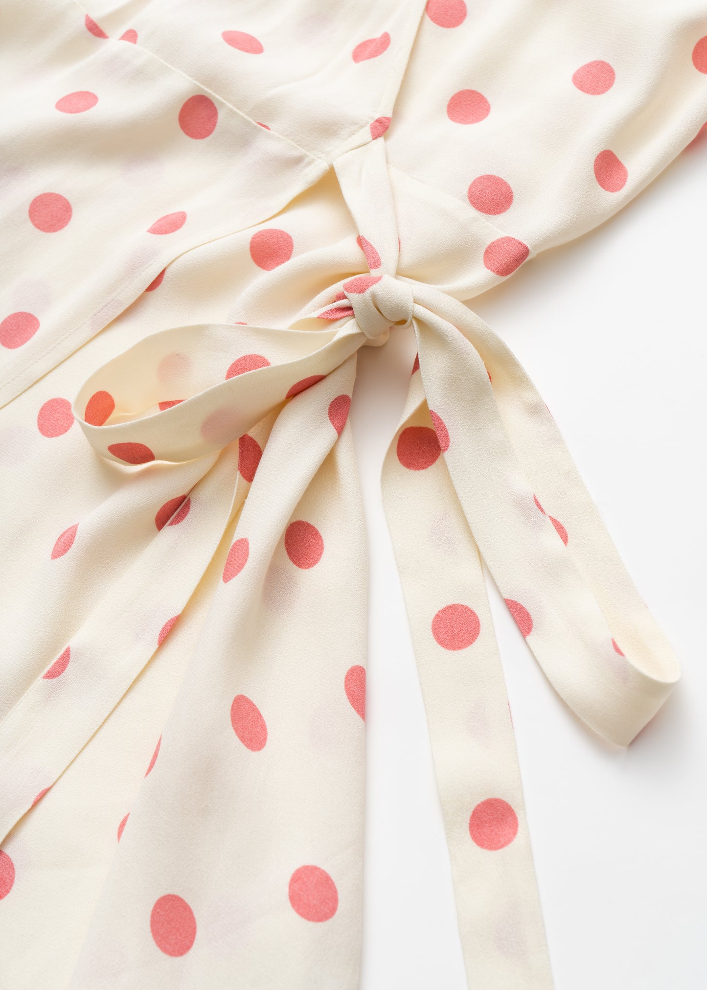 Pink polka dots short wrap dress