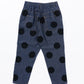 Dots printed denim tapered pants