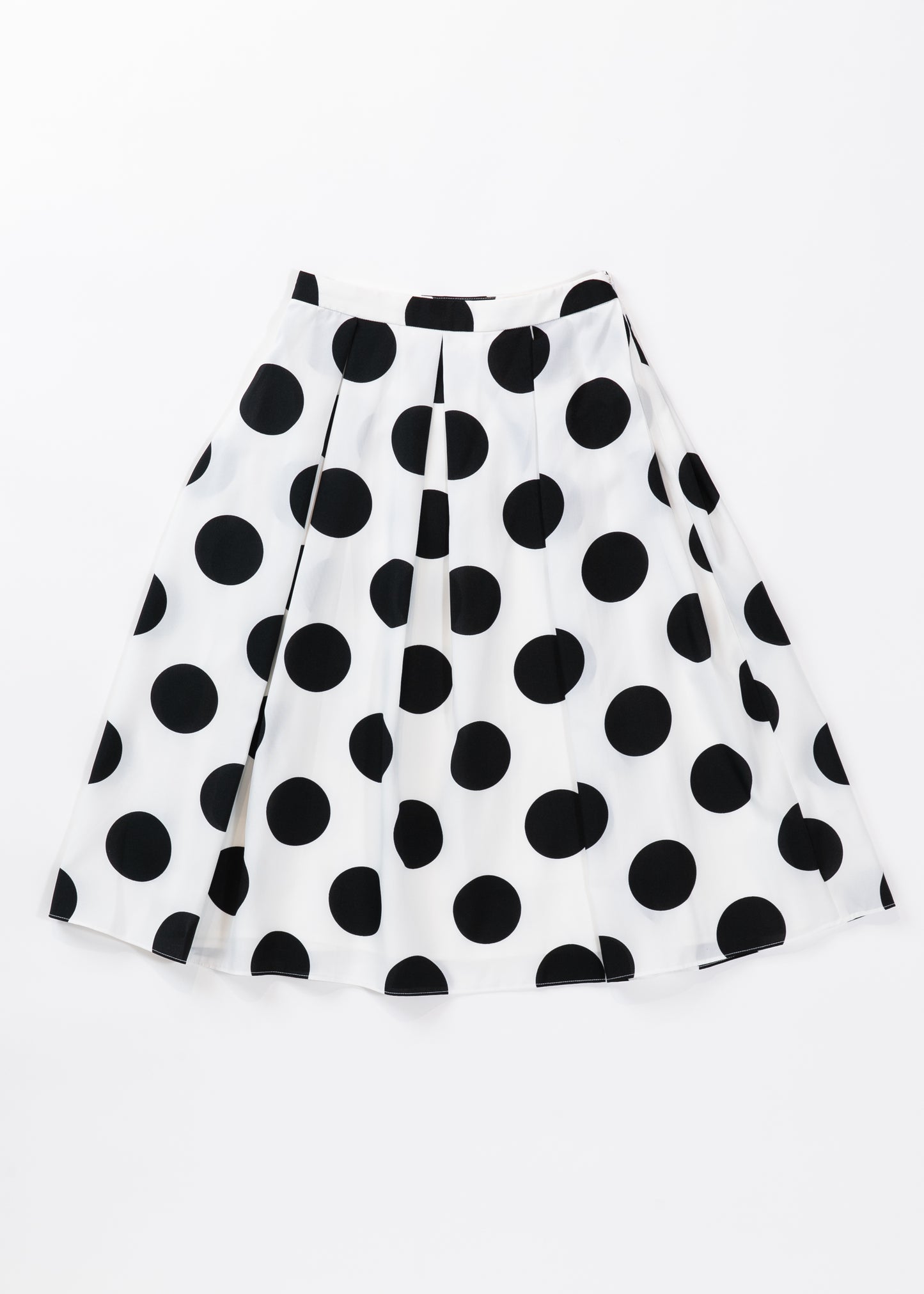 Polka dots tucked flare midi skirt