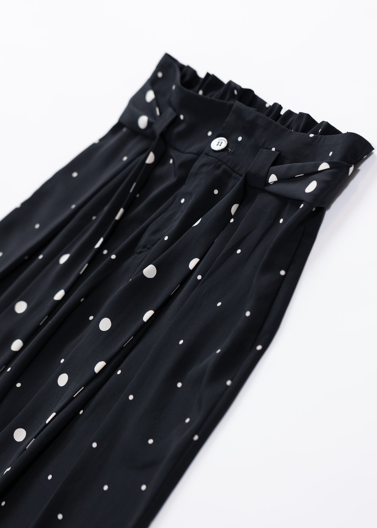 Pindots wide leg pants with polka dots belt