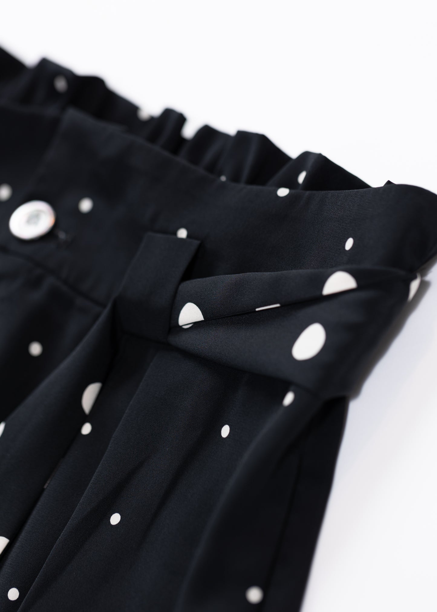 Pindots wide leg pants with polka dots belt