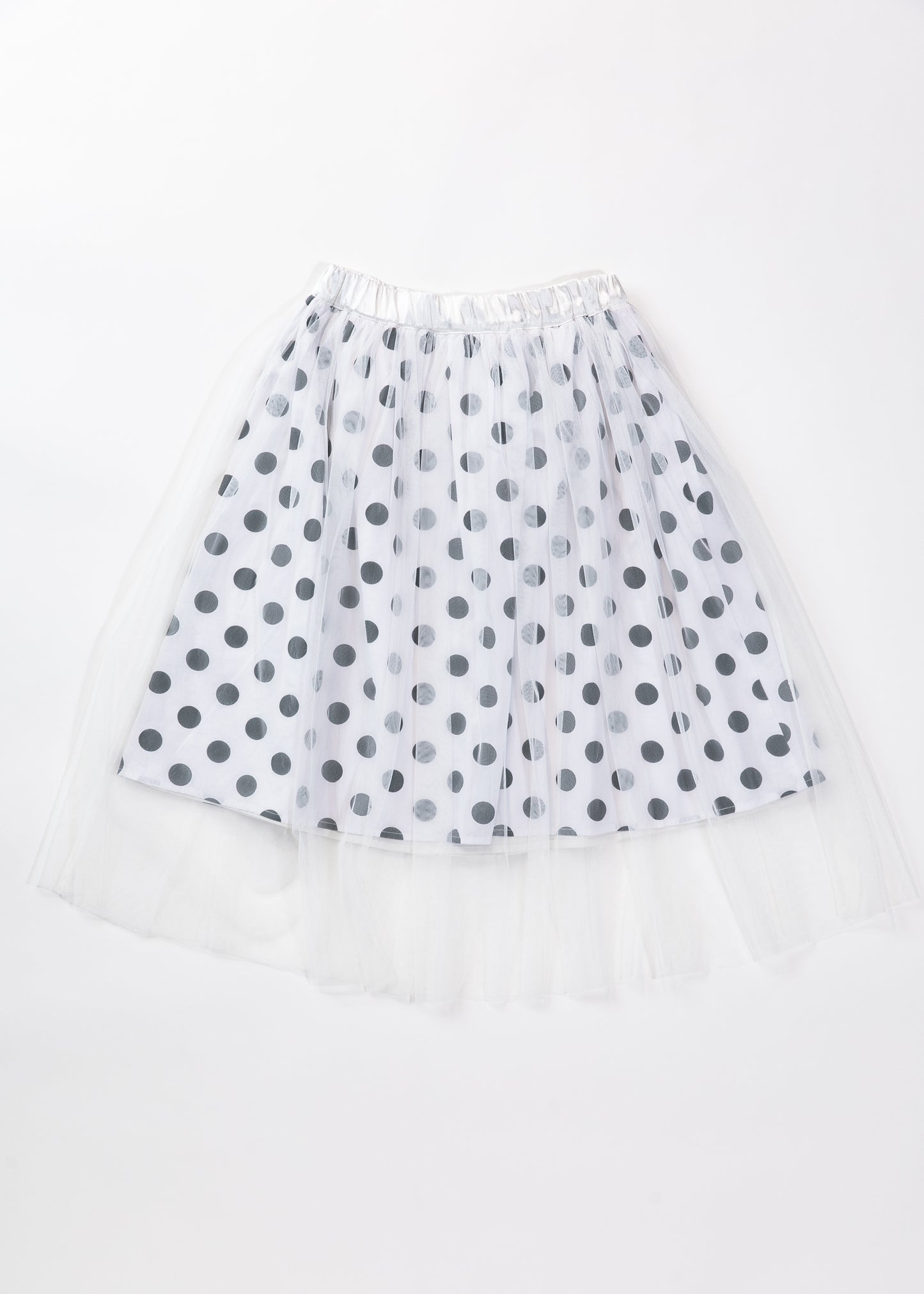 Dot tulle layered midi skirt